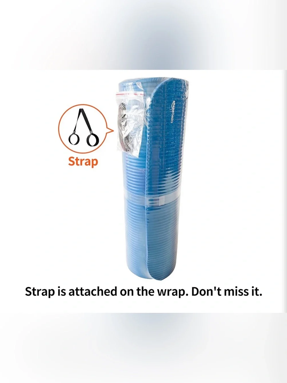 Blue Foam Exercise Mat with Black Carry Straps
